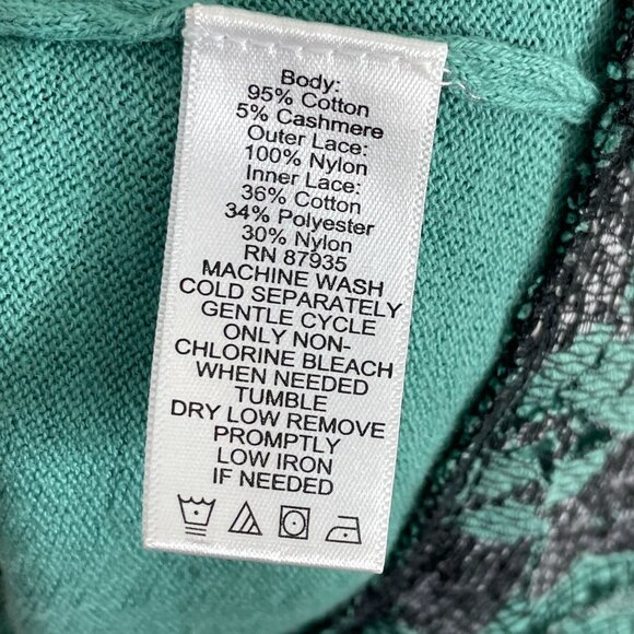 Logo Lori Goldstein Womens Plus 1X Green Tunic Sweater Lace Hem Knit Top - Picture 4 of 8